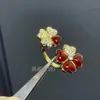 High-End Luxury Ring High Edition Fanjia Double Flower Ring Petals White Fritillaria Red Chalcedony Plated With 18k Champagne Color Straight