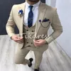 Slim Men Beige Wedding Tuxedos Suits Slim Fit 3 stuks Jacket Vest Pant Bruidegom Bruidegom Pakken Beste Man Blazer Busique Boutique Bespoke Men Prom Suits 2024