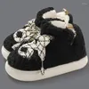 Zapatos informales 2024 Mujeres Furry Botas de nieve sin deslizar el fondo espeso del algodón de peluche cálido para la hembra suave de piel suave plataforma de tobillo gran tamaño