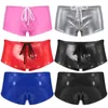 Heren shorts Heren Natte look Patent Leather Swim Shorts Trunks Low Rege Drawstring Boxer Shorts Swimwear Party Clubwear 240419 240419