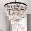 Stunning 10 Light Large Crystal Chandelier - 315 inch 5 Tier Contemporary Modern Black Smoke Grey Crystal Chandeliers Raindrop K9 Round Ceiling Light