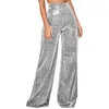 Women's Pants Women Straight Trousers Glitter Sequin Stage Dance Sparkly Fashion Elegant Casual Simple Shiny Night Out Clubwear