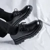 Scarpe casual uomini abiti da ufficio affari abiti autentica in pelle nera in pizzo derby scarpa gentiluomo piattaforma traspirante calzature da lavoro