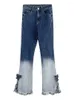 Jeans femminile wcfcx studio gradiente slit design pantaloni per pantalone chic gamba tra dogano legno orecchio in legno in alto.