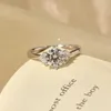 Anéis de casamento GRA Certificados 1ct Real Moissanite Ring For Woman D Color VVS1 Laboratório Diamante S925 Promessa de Engajamento de Sliver Jóias de Banda de casamento 240419