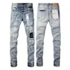 Purple Mens Designer Skinny Men Pencil Hole Cotton Print Hip Hop Black Denim Trousers Fashion High-End Quality Slim Fit Jeans Pants