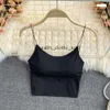 Camisoles & Tanks Women Crop Tops Sexy Solid Camisole Ice Silk Tube Top Seamless Sports Tank Wireless Underwear Padded Bra Bralette Vest for Lady Female Summer 173