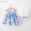 Robes de fille 2023 Été Nouvelle robe de bébé Small Daisy Coton Princesse robe Big Bow Sling Childrens Vêtements Gift Hat D240423