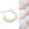 Bangle Pearl Crystal Chepirs Corsage Brideshaid Children's Hand Flower Marriage Beautiful Bride Wedding Bracelets Girls Bijoux