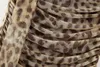Kvinnors tankar leopard tryck veckad tyll beskurna topp för kvinnor mode sexig flicka rygglös hängbältet amerikansk retro halterhals