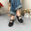 Casual Shoes Birkuir Genuine Leather Retro Mary Jane For Women Buckles Flats Elegant Slip On Luxury Female Red Walking