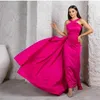 Partykleider Vintage Langes Halfter Satin Abend Meerjungfrau rosa Reißverschluss Rücken Knöchel Länge formelles Kleid für Frauen