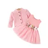 Robes de fille Prowow Robes de bébé avec manteau filles vêtements de printemps Cardigan manteau + broderie princesse rose robe rose pour filles vêtements pour enfants d240423