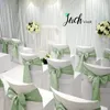 10pcs Sage Green Satin Chair Sashes Bows Cover Ribbons for Wedding Bab 샤워 이벤트 장식 240407