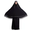 Ethnische Kleidung muslimische Frauen traditionelle Robe Abaya Kleid Doppelschicht große Moschee N7YF