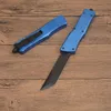 Top Quality H9621 High End Auto Tactical Tactical Couteau VG10 Black Black Double Edge Blade CNC Blue Aviation Aluminium Handle Outdoor Survival Couteaux avec sac en nylon