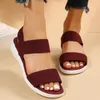 Womens Knit Elastic Cloth Wedge Sandals Slip On Lightweight Walking Sandals Women Plus Size Comfortable Summer Shoes Woman 240415