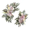 Fleurs décoratives 2x Mariage Arc Couronne à la main Arrangement de fleurs artisanal Piette maîtresse Garland Floral Foltrop for Car Door Ceremony Decor Party