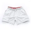 Kvinnors badkläder Mens Swim Trunks med mesh foder sidfickor Solida strandshorts snabb torr lättviktsdragskort sommar