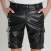 Shorts de cargaison en cuir pour hommes