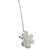 مصمم رفيع المستوى Vancleff 925 Silver Mosang Stone Lucky Full Diamond Clover Necklace Women Light Light Luxury INS Fashion Petal Stail