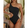 Kvinnors badkläder sexig svart en bit baddräkt kvinnor klipper ut bodysuit strand axel monokini maillot de bain femme 2024 sommar