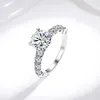 Solitaire Ring Tbestone Real Moissanite Diamond Ring 925 Silver 2CT Girls Birthday Gift Wedding Femme Elegant High Jewelry D240419