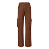 Pantaloni da carico per jeans da donna Fashion Casual High High High Solid Elastic Pocket Pockets Long Jogger Pants Ropa de Mujer