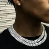 Chaînes Chaîne de liaison cubaine 14 mm pour hommes Silvery / Golden Iced Out Himitone Collier Miami Choker Femmes avec fermoir Hip Hop