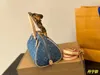 Denim Vintage Designer Shoulder Bag Women Tote Bags Handbag Underarm Purse Backpack Gold Hardware Pouch Blue bag Flower V Handbag