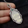 Pendant Necklaces Wholesale Silver-Plated Inlaid Green Chalcedony Leaf White Horse Material Agate Jade Small Necklace Gif
