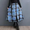 Kjolar målade mode japansk stil kvinna löst fit tidvatten lång grön svart vintage tryckt kjol casual streetwear jjsk076
