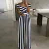 Tute da donna 2024 Summer Fashion Trendy Work Abbigliamento Stampare tute da gamba larga stampata