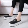 Casual Shoes 2024 Flat Platform Tjocksoled Girls Summer Baotou Fashion Outer Wear Lazy Womens Black Sliver