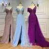 Robes de fête Wasisi Blue rose violet One épaule Serveau sans manches sirène ouverte les robes de soirée 2024 sexy pour les femmes FLA71884