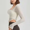 Cloud Hide Zipper Women Yoga Shirt Sleeve Long Bloge Fiess Sports Gym Crop Top sexy T-shirt invernale Allenamento invernale Affari sportivi