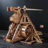 Puzzles 3D Yaqumw Mini contrepoids Trebuchet avec roues Europe Sielal Siege Chariot Catapult 3D Puzzles en bois Kits de bureau Toys 240419