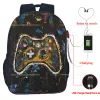 Bags Gamer Controller JoyPad Joystick Videospiele Print Teenager USB Backpack Student Letters School Bag Jungen Mädchen Reise -Rucksäcke