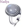 Ringos de cluster Nasiya elegante para lua oval simples para mulheres meninas S925 Sterling Silver Jewelry Anniversary Engagement Party Gift