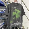 T-shirts masculins Co Style de marque Saint Michael Portrait Vintage T-shirt High Quality Print Wash Cylindrical Slve Strtwear T240419