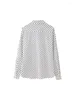 Women's Blouses Girls Casual Turn Down Collar Long Sleeve Summer Loose Shirts Dames Fashion Polka Dot Print Single Bresated White Tops