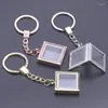 Keychains 10st/Lot Glass Geometric Ashes Urn Locket Pendant Keychain For Men Clear Square Living Relicario Keyring smycken