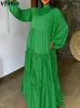 Abiti casual Vonda Autunno Donne eleganti Maxi Dress 2024 Long Sfumo Sundrix Causal State Causal Collar Solid Satin Vuffledos Vestidos