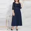 Women Dress O-Neck Half Sleeve Waist Tight Dress High-Waist A-Line Evening Dress Long Dress Female Clothing 240415