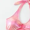 Женские купальные костюмы Kukakey One Piece купание сексуально розовый блестящий погреб