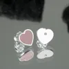 S925 Silver Love Heart Designer أقراط للنساء T العلامة التجارية الحلوة الوردي القلوب الأزرق السهم للأزياء الفتيات الأم Brincos Aretes Elring Elings Rings Jewelry