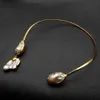 Yygem Natural White Keshi Freshwater Pearl Gold Gold Plated Gold Netlace for Women Ol African Jewelry Boho Style 240323