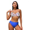 PCS / Set Bikini Set Leaf Imprimer le cou licou à lacets Spaghetti Spaghetti haute taille à trois pointes du maillot de bain de vacances à sec à trois pointes