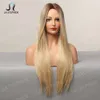 perruques bouclées humaines perruques femelles Golden Gradient Point Point Bangs Fibre chimique de cheveux droits longs