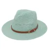 Lente zomer unisex solide kleur panama kleine riem gespog top hoed Brits casual vouwen rietje fedora hoed vrouwen strand zon cap